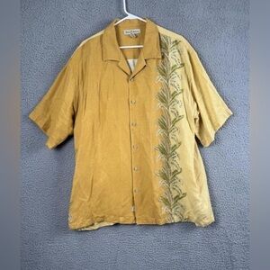 Tommy Bahama Shirt Mens Extra Large Yellow Palm Tree Embroidered Linen
